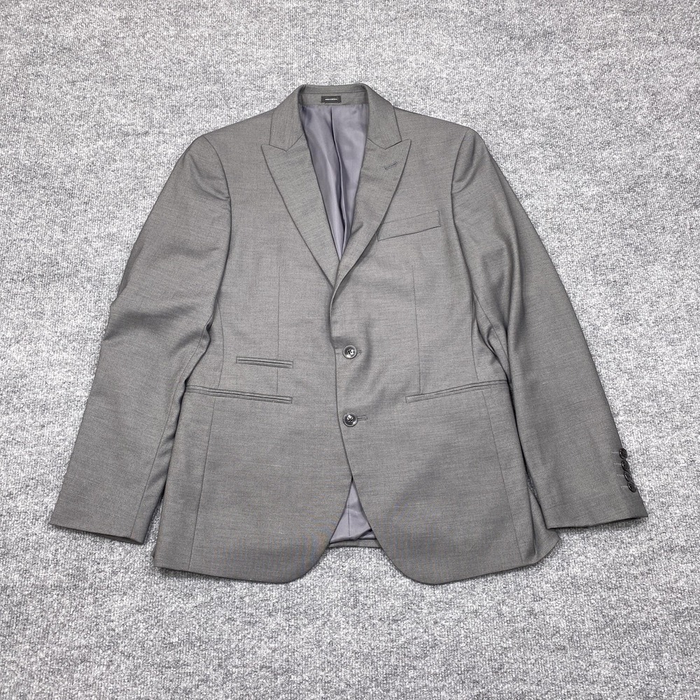 J. Ferrar Suit Mens 38S Gray Slim Polyester Rayon Spandex Notch Lapel Jacket